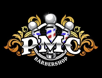 PMC barbershop  logo design by daywalker