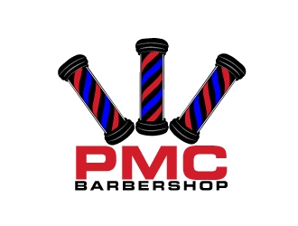 PMC barbershop  logo design by AamirKhan
