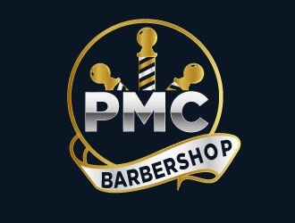PMC barbershop  logo design by AYATA