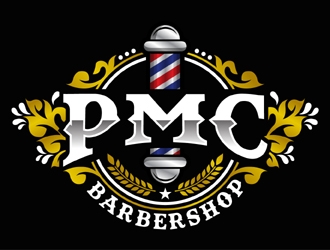 PMC barbershop  logo design by MAXR