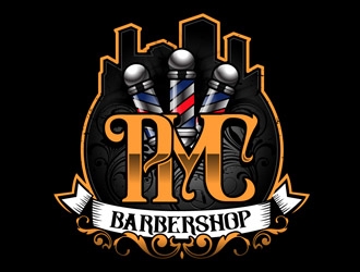 PMC barbershop  logo design by DreamLogoDesign