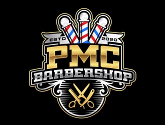 PMC barbershop  logo design by DreamLogoDesign