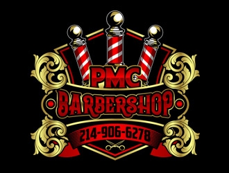 PMC barbershop  logo design by DreamLogoDesign