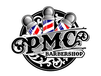 PMC barbershop  logo design by maze