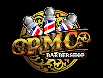 PMC barbershop  logo design by maze