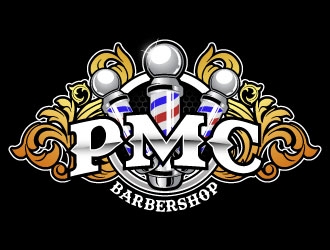 PMC barbershop  logo design by daywalker