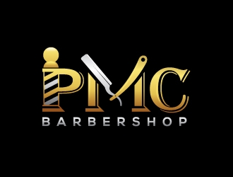 PMC barbershop  logo design by sanu