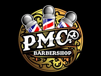 PMC barbershop  logo design by maze