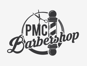 PMC barbershop  logo design by AamirKhan