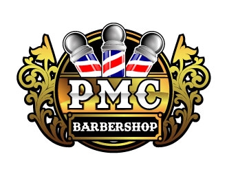 PMC barbershop  logo design by maze