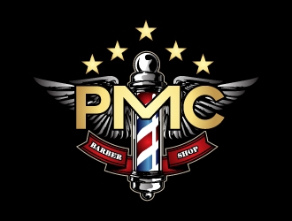 PMC barbershop  logo design by Shailesh
