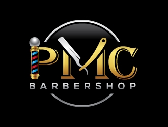 PMC barbershop  logo design by sanu