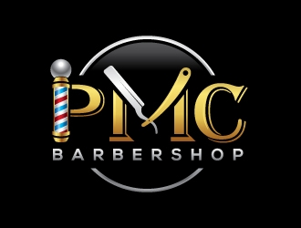 PMC barbershop  logo design by sanu