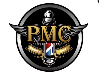 PMC barbershop  logo design by Shailesh