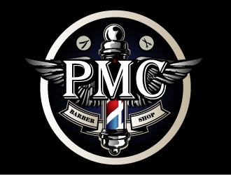 PMC barbershop  logo design by Shailesh