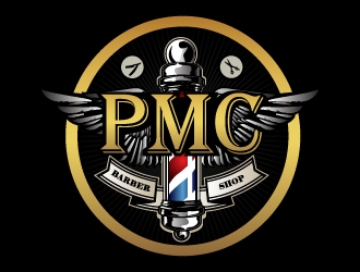 PMC barbershop  logo design by Shailesh