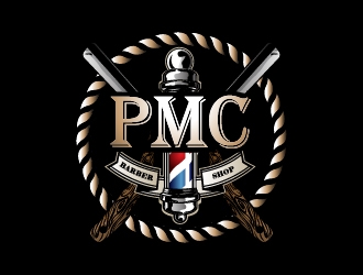 PMC barbershop  logo design by Shailesh