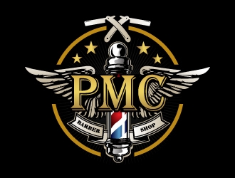 PMC barbershop  logo design by Shailesh