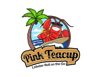 Pink Teacup Lobster Roll on the Go logo design by mrdesign