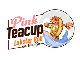 Pink Teacup Lobster Roll on the Go logo design by veron
