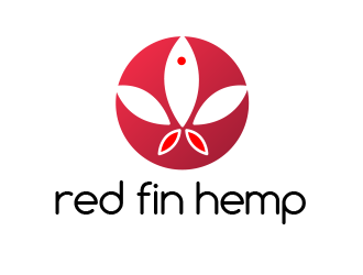 Red fin hemp logo design by BeDesign