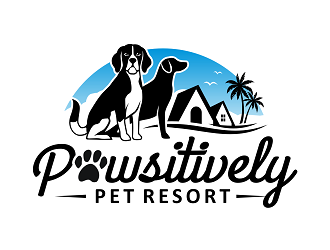pawsitively pet resort logo design by haze
