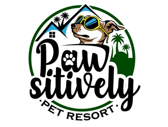 pawsitively pet resort logo design by DreamLogoDesign
