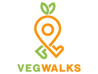 vegwalks (can also be veg walks) logo design by MonkDesign