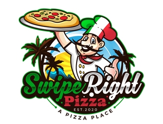 Swipe Right Pizza logo design by DreamLogoDesign