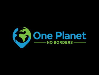One Planet No Borders logo design by Gwerth