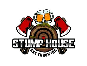 Stump House Axe Throwing logo design by daywalker