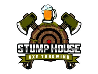Stump House Axe Throwing logo design by daywalker