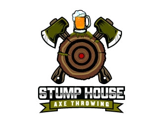 Stump House Axe Throwing logo design by daywalker
