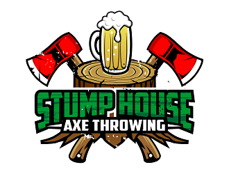 Stump House Axe Throwing logo design by haze