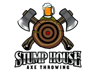 Stump House Axe Throwing logo design by daywalker