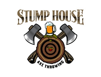 Stump House Axe Throwing logo design by daywalker