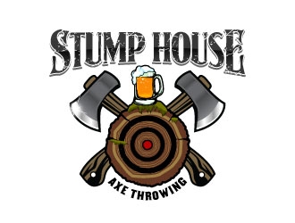 Stump House Axe Throwing logo design by daywalker