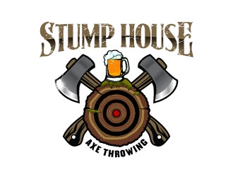 Stump House Axe Throwing logo design by daywalker