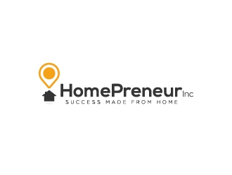 Homepreneur Inc. (the name of the company). The tagline is Success made from home  logo design by wongndeso