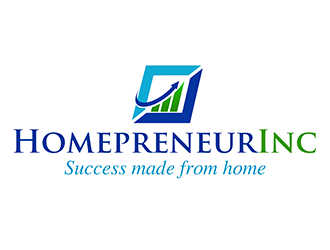 Homepreneur Inc. (the name of the company). The tagline is Success made from home  logo design by 3Dlogos