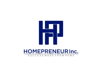 Homepreneur Inc. (the name of the company). The tagline is Success made from home  logo design by Mahrein
