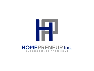 Homepreneur Inc. (the name of the company). The tagline is Success made from home  logo design by Mahrein