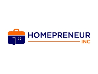 Homepreneur Inc. (the name of the company). The tagline is Success made from home  logo design by mewlana