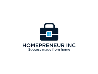 Homepreneur Inc. (the name of the company). The tagline is Success made from home  logo design by logobat