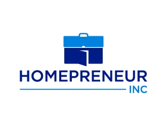 Homepreneur Inc. (the name of the company). The tagline is Success made from home  logo design by mewlana