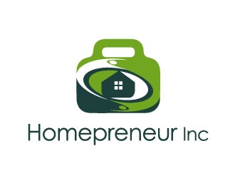 Homepreneur Inc. (the name of the company). The tagline is Success made from home  logo design by Logoways