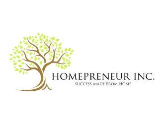 Homepreneur Inc. (the name of the company). The tagline is Success made from home  logo design by jetzu