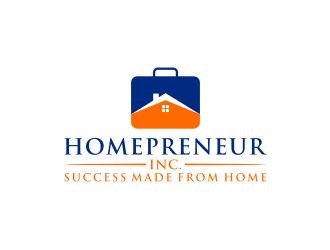 Homepreneur Inc. (the name of the company). The tagline is Success made from home  logo design by johana