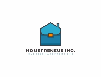 Homepreneur Inc. (the name of the company). The tagline is Success made from home  logo design by Alfatih05
