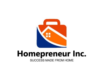 Homepreneur Inc. (the name of the company). The tagline is Success made from home  logo design by Logoways